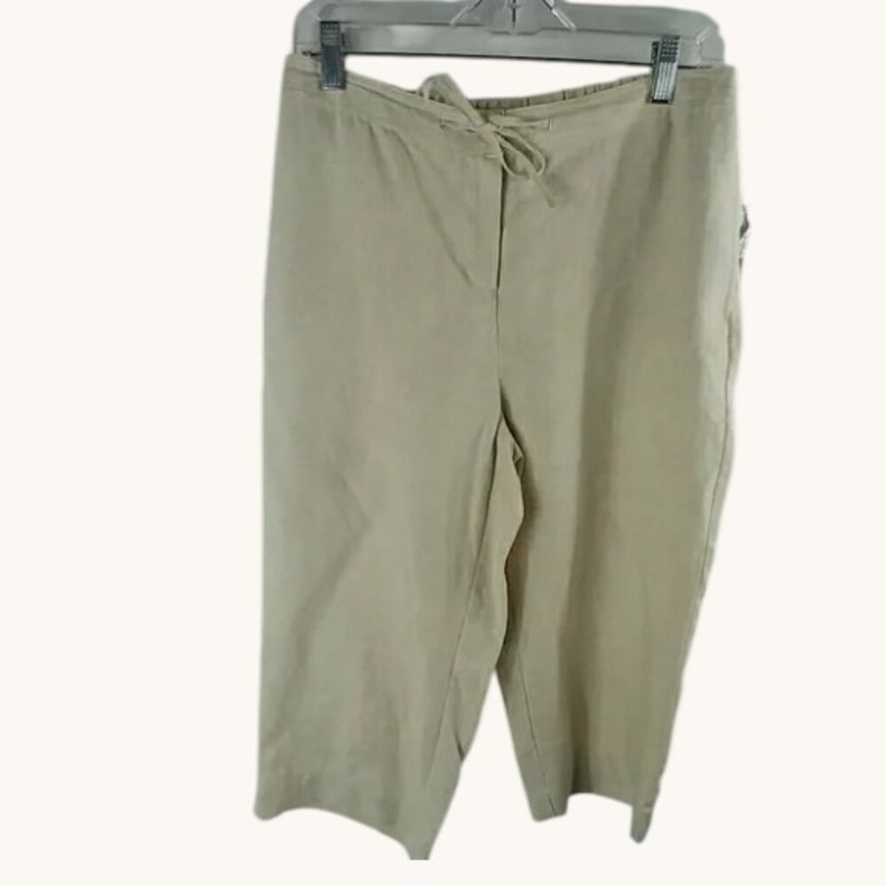 Kim Rogers beige‎ linen capri pants 8p new 8 petite